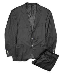 Coppley Suit "Gibson" 100s Wool Sharkskin Made in Canada Black 44R 36x30